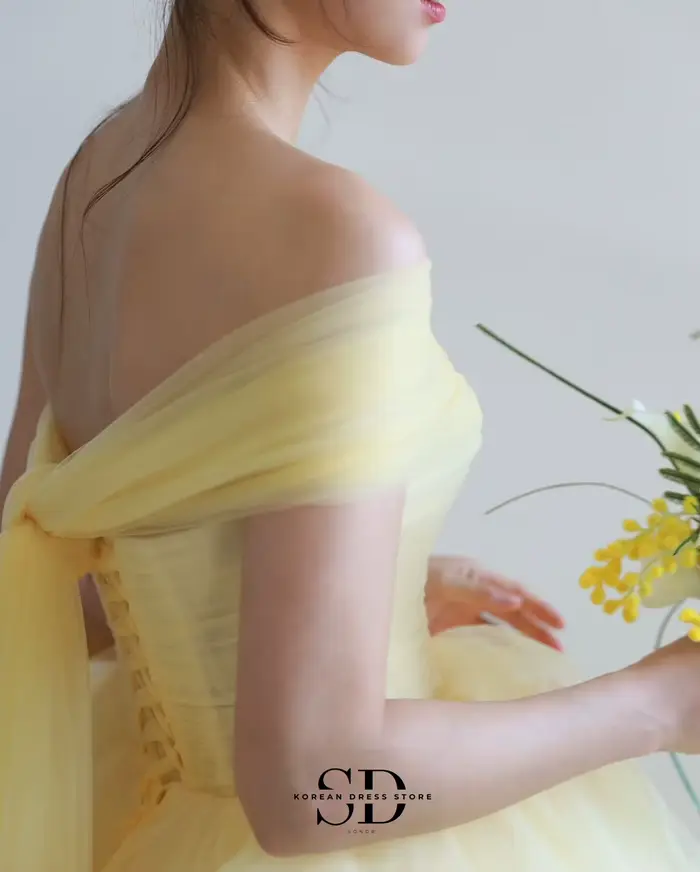 Sondr 2026 nouvelles robes de mariée coréennes jaune clair doux Tulle