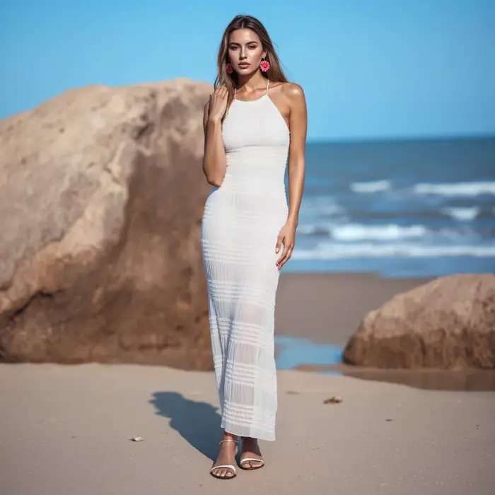 Robe longue Puloru pour femme en polyester bohème, élégante et facile à porter pour les soirées estivales et les cocktails