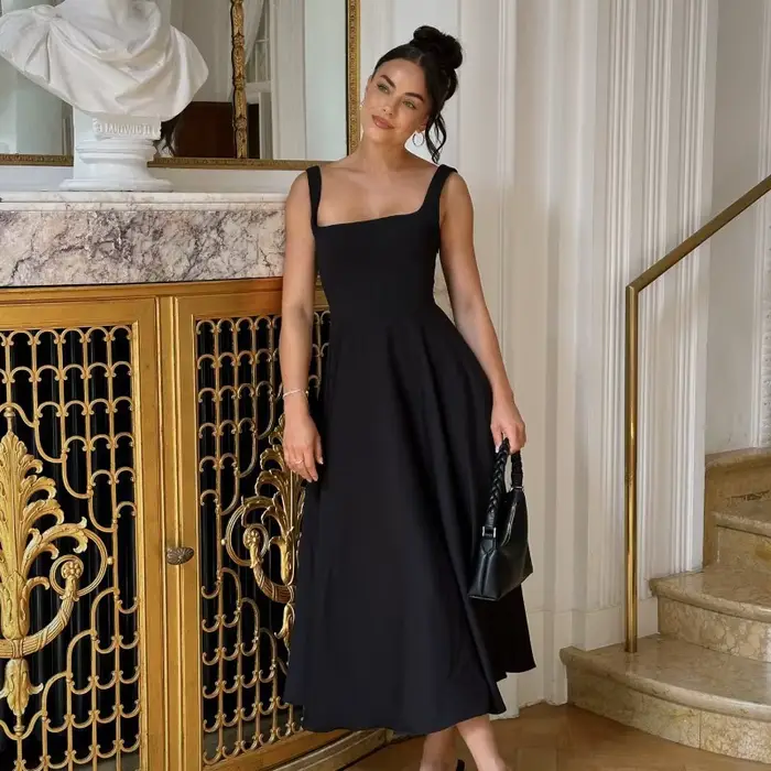Robe longue d'été unie pour femme
