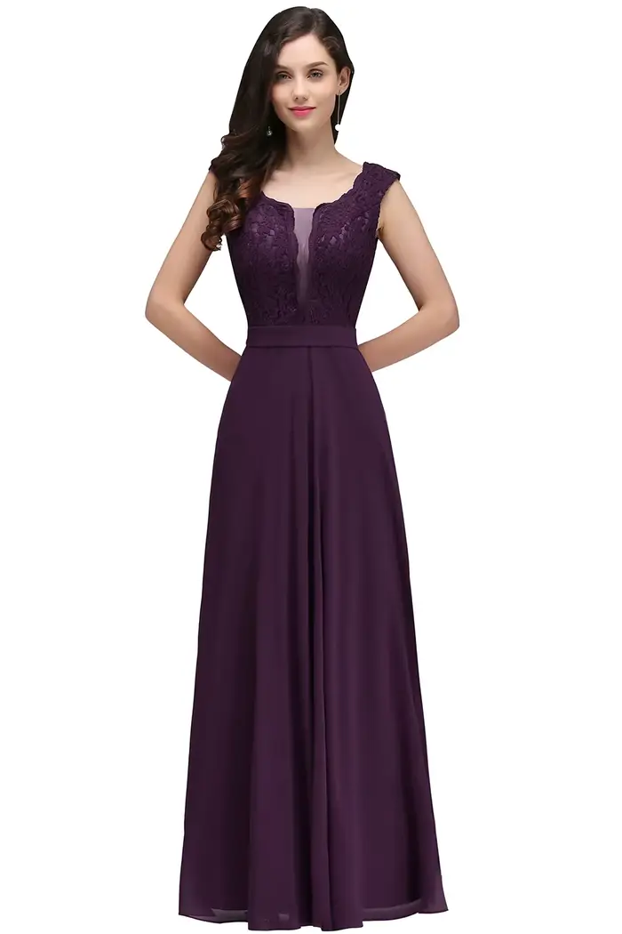 Robe de soirée longue bordeaux pour femmes