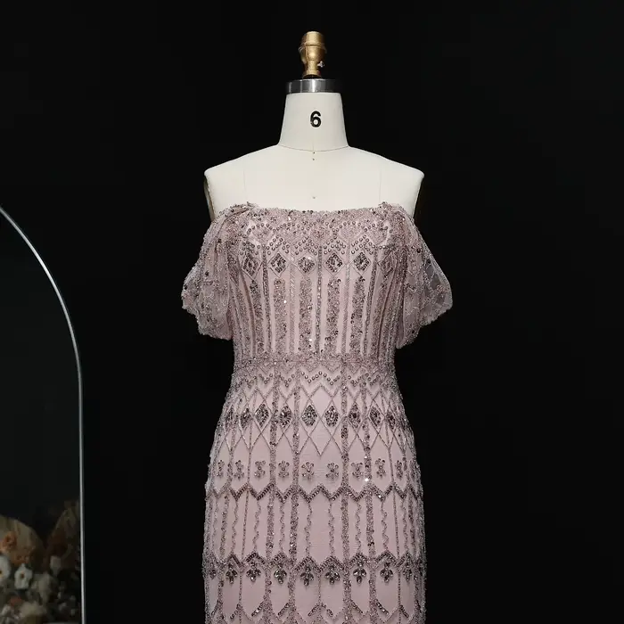 Robe Sharon Said sirène en polyester avec perles et cristal pour soirées officielles et mariages