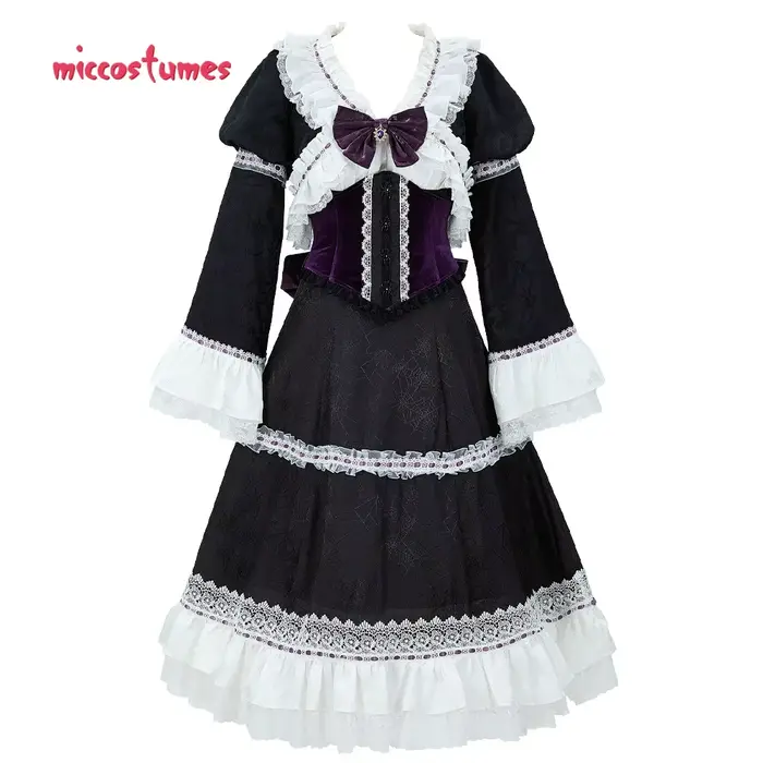 Misa Lolita Cosplay Costume pour femme avec manteau et corset, robe d'Halloween, Mic303