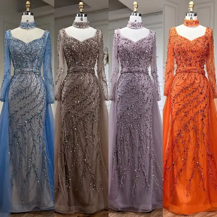 Robe de soirée sirène bleue avec perles et paillettes pour femmes élégantes occasions spéciales soirée officielle晚会晚宴露背长裙女士礼服连衣裙夜店派对晚礼服蓝色带珠光亮片高腰收腰露背鱼尾裙