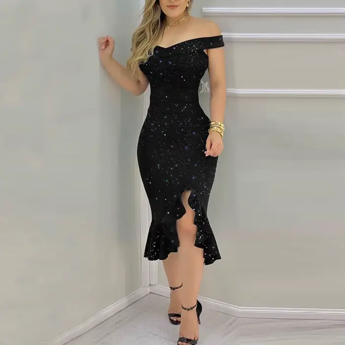 Robe de soirée à volants à sequins pour femmes robes élégantes robes de mascarade robes de cocktail pour femmes soirée glamour