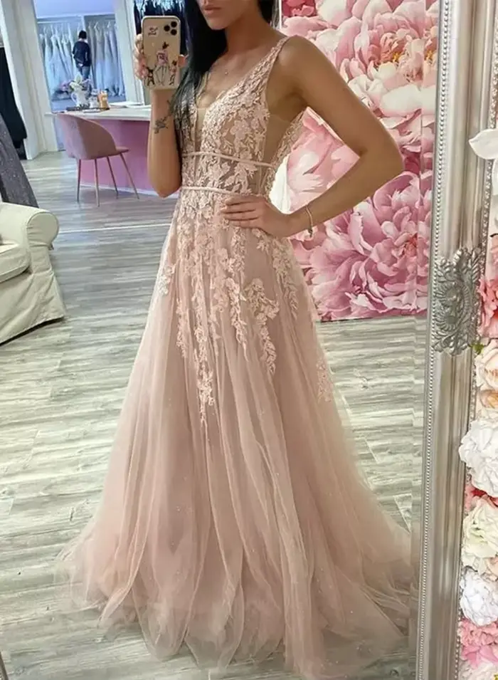 Robes de bal champagne coupe A 2026 pour femmes