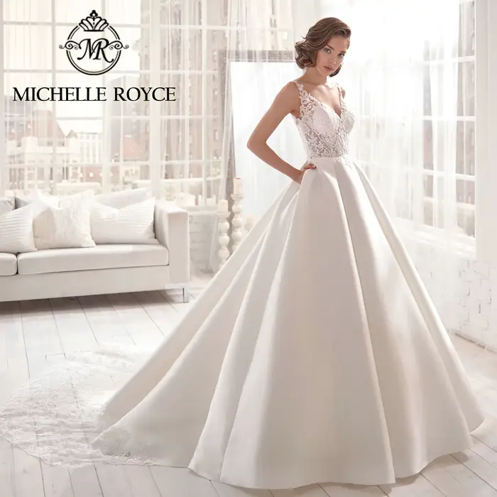 Michelle Royce-Robe de mariée en satin pour femme