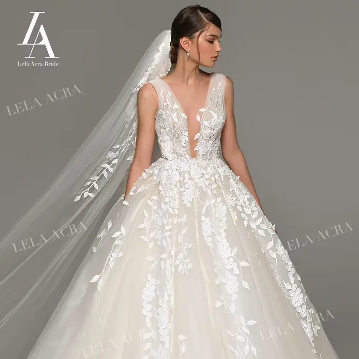 Robe De mariée trapèze avec des Appliques féeriques