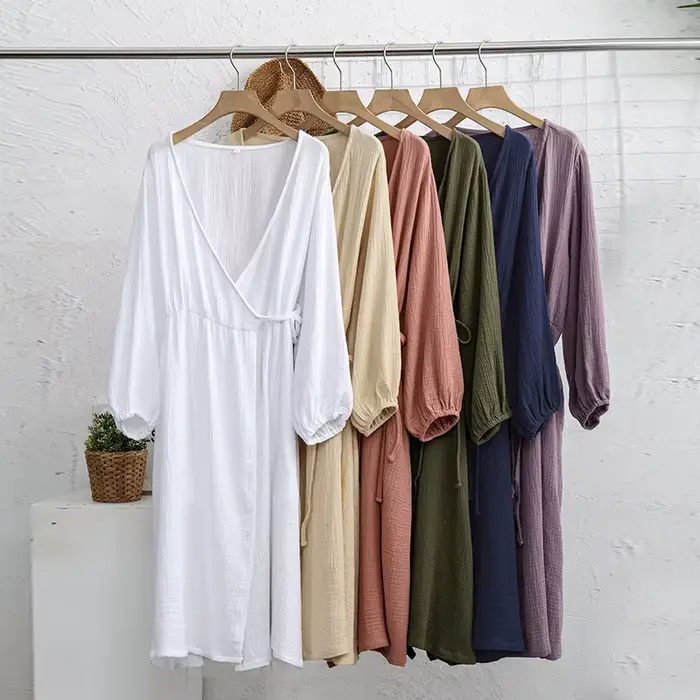 Robe longue en mousseline de coton 100% pour femme
