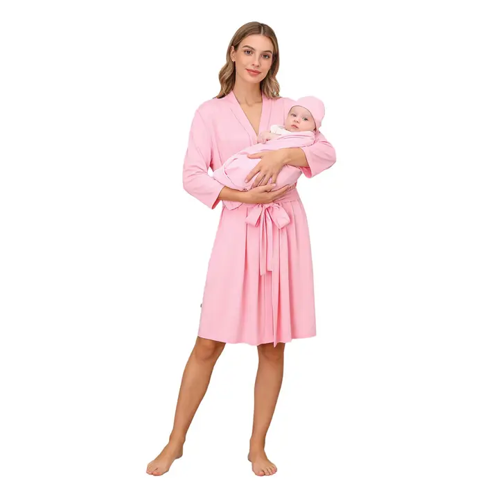 Ensemble robe et couverture pour maman et bébé, robe de maternité pour l'accouchement avec couvertur