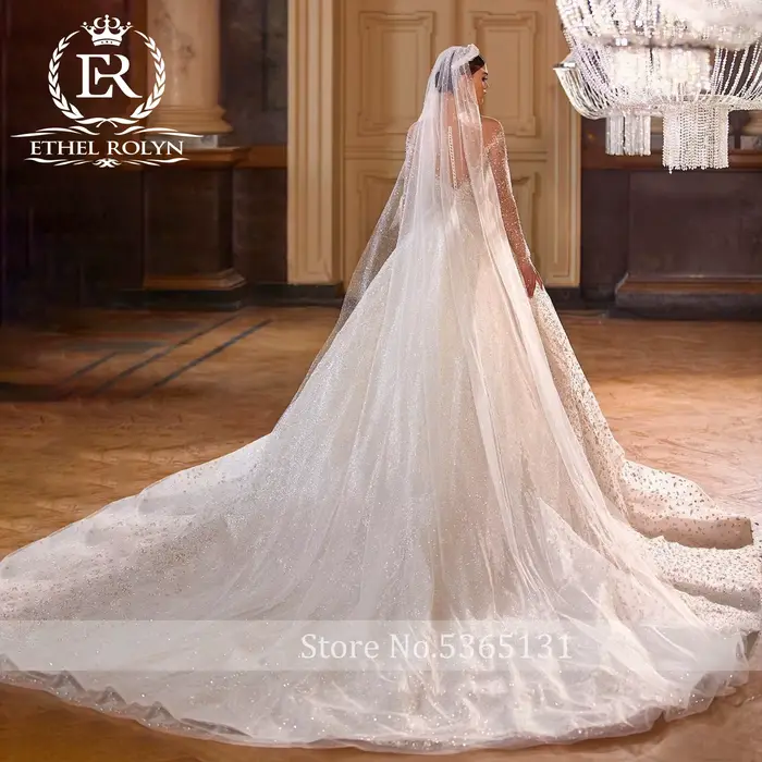 ETHEL ROLYN Robe de mariée de luxe pour la mariée, photos réelles, manches longues, robe de mariée e