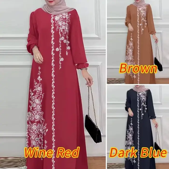 Ramadan nouveau musulman saoudien dubaï robe sud-est asiatique positionnement imprimé style ethnique rétro ample