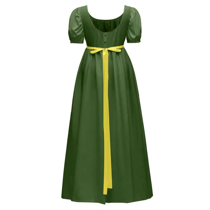 Robe régence pour femmes en polyester avec ceinture en satin et manches princesses pour occasions spéciales