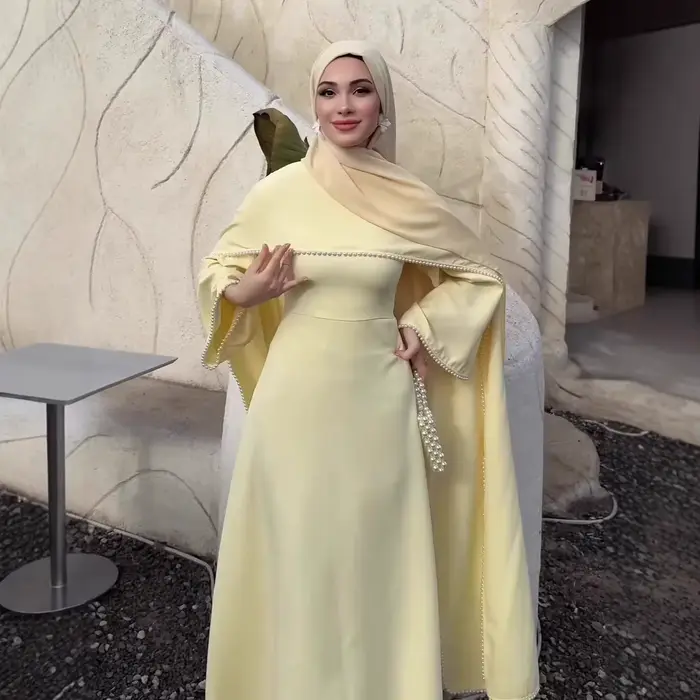 Robe pour femmes, Abaya pour l'Aïd, robes de soirée, kaftan à perles, jalabiya musulmane, abayas, Ramadan, robe longue arabe, Islam, Maroc, Dubaï, Vestidos