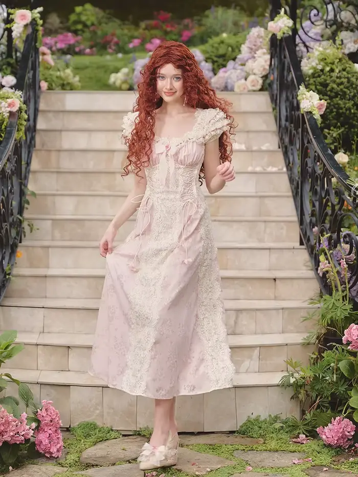REDDACHiC Robe de soirée Renaissance pour femme, robe longue vintage victorienne avec corset à nœud 