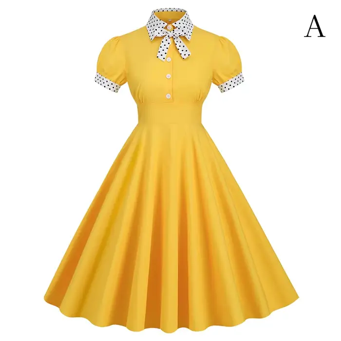 Robe d'été Vintage à pois des années 50 et 60, Robe de soirée rétro Rockabilly pour femmes, femme au
