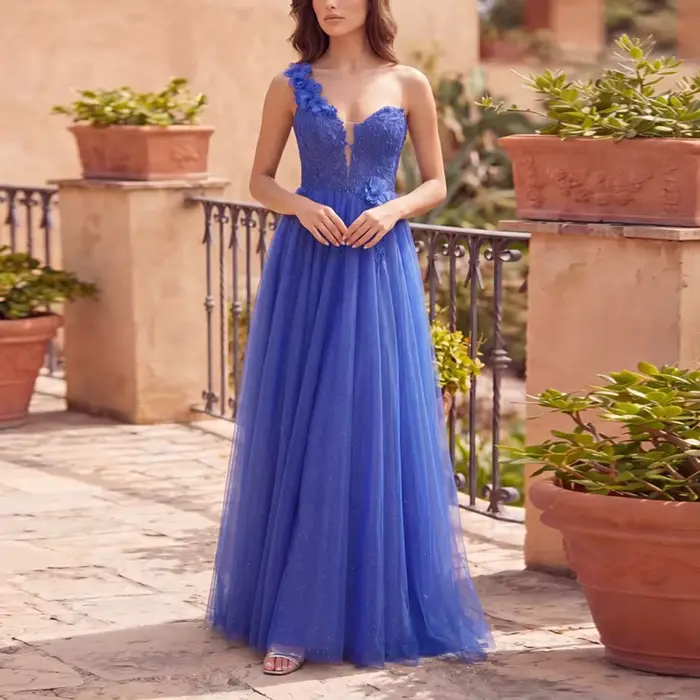 Robe de soirée personnalisée asymétrique à épaule unique