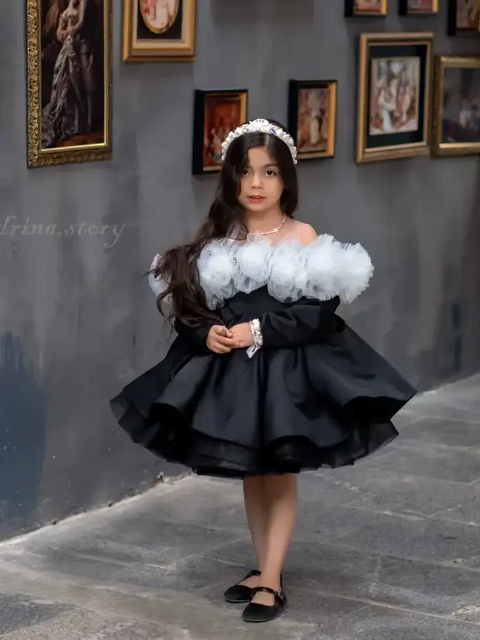 Robes de concours pour filles noires et blanches, épaules dénudées, robe à fleurs pour mariage, en S