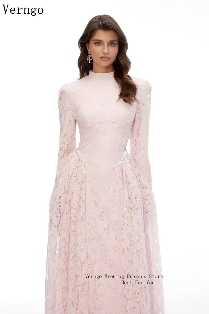 Verngo – robe de soirée de luxe en dentelle rose