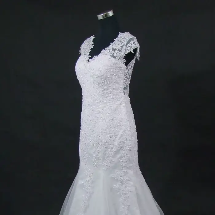 Robe de mariée sirène QQ Lover en dentelle avec perles pour femmes enceintes et grandes tailles_occasions spéciales