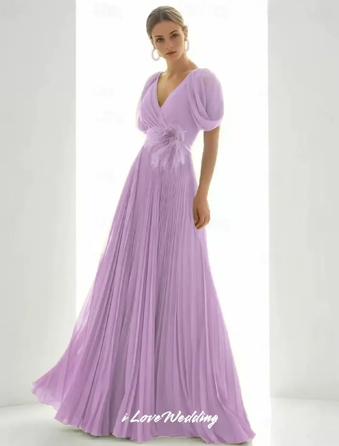 Robe de bal longue en mousseline de soie
