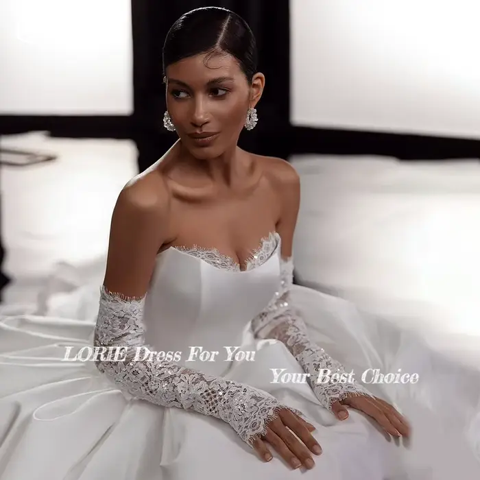 LORIE Vintage 3D fleur robes de mariée plis chérie froncé robe