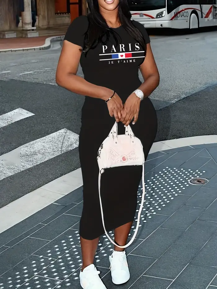 Robe slim décontractée à imprimé pour femmes