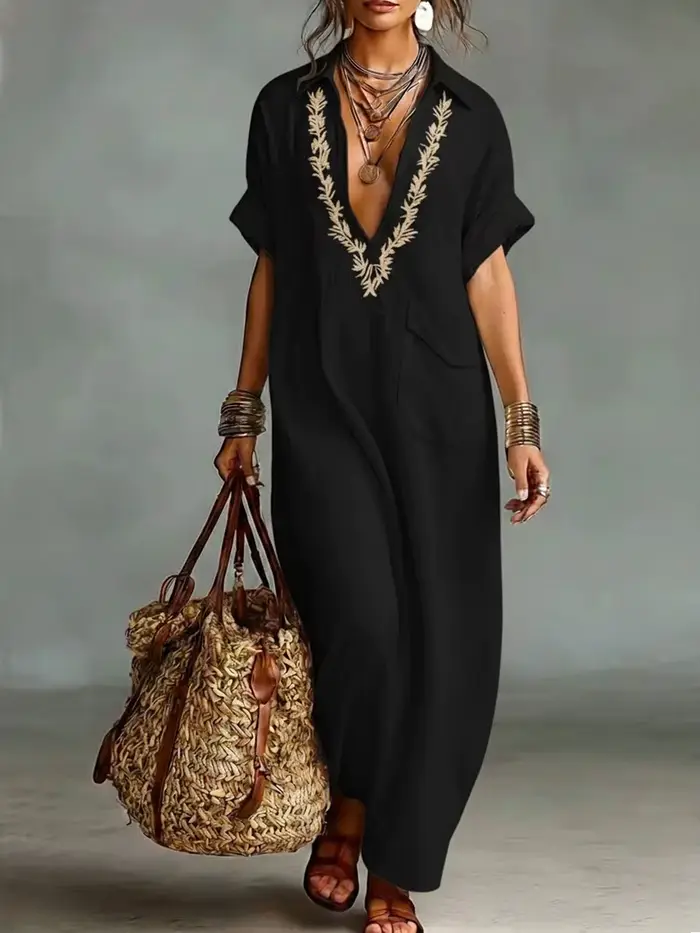 Robe longue en lin mélangé pour femmes