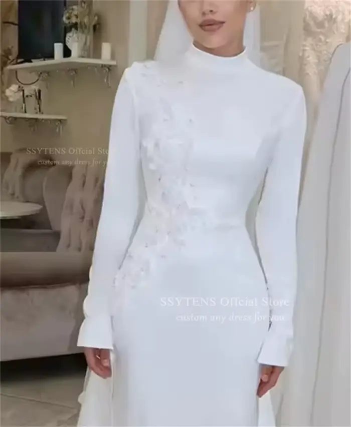 SSYTENS Robes de mariée modestes à col haut