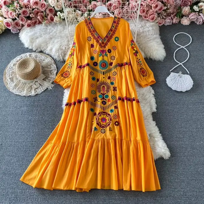 Femmes robe Vintage bohème ethnique bord de mer