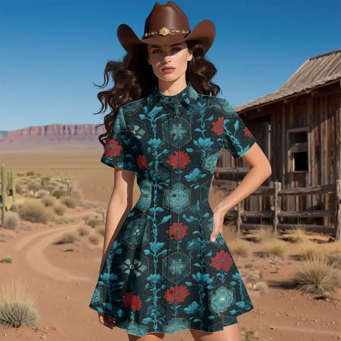 Robe boutonnée de Style occidental Vintage pour femmes