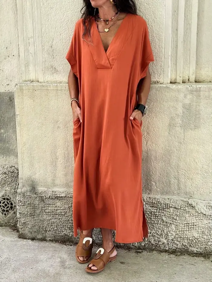 Robe longue décontractée en coton et rayonne style kaftan pour femmes occasions estivales plages et soirées