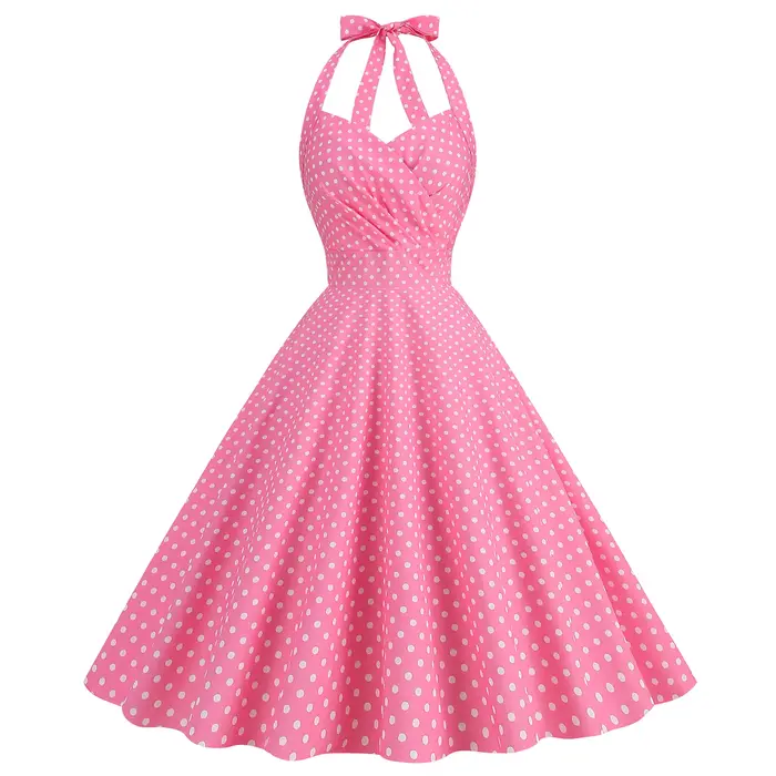 Robe de Style Hepburn Vintage pour Femme