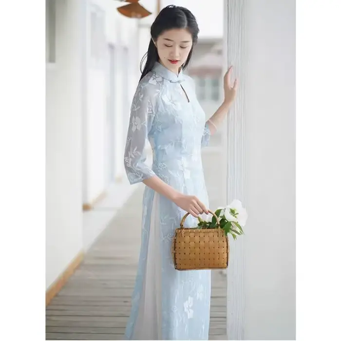 Nouveau Ao Dai Cheongsam-robe d'été légère pour l'obtention du diplôme, design moderne simplifié, tenue vietnamienne traditionnelle élégante