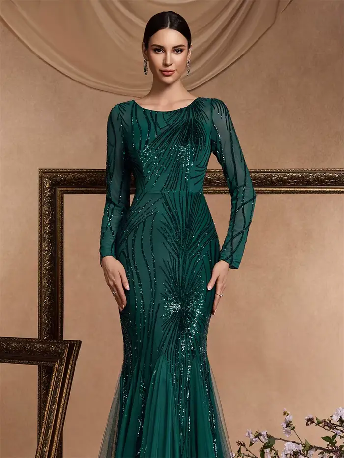 Robe de soirée en tulle polyester sirène pour femmes élégantes occasions spéciales bal soirée officielle