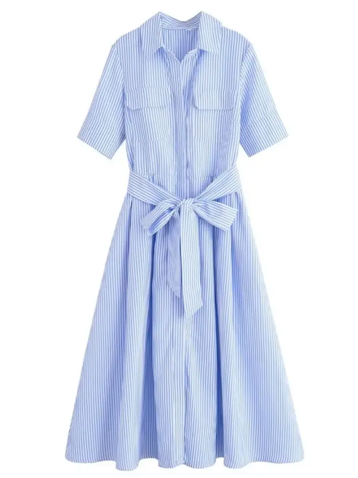 Robe chemise à manches courtes pour femmes