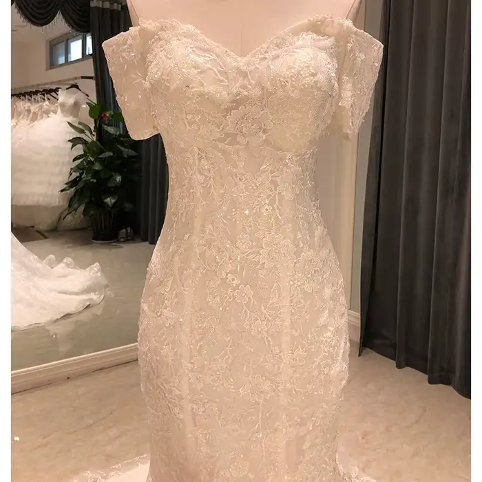 Longue robe de mariée sirène personnalisée, corset de luxe pour musulmanes, jolie robe de mariée, 6811