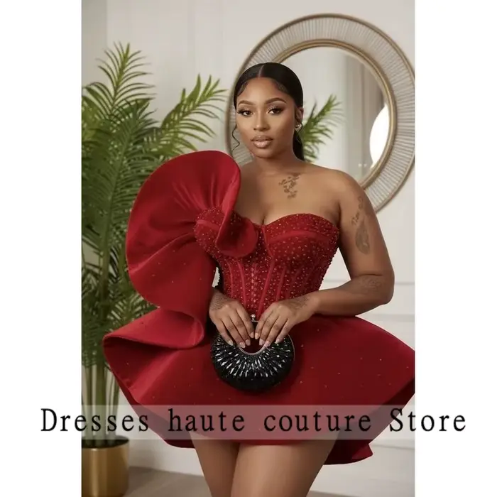 Robe de cocktail courte Aso Ebi
