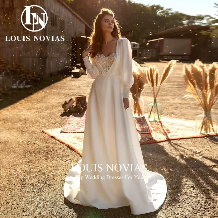 Modiis-Robes de mariée en satin cristal pour femmes