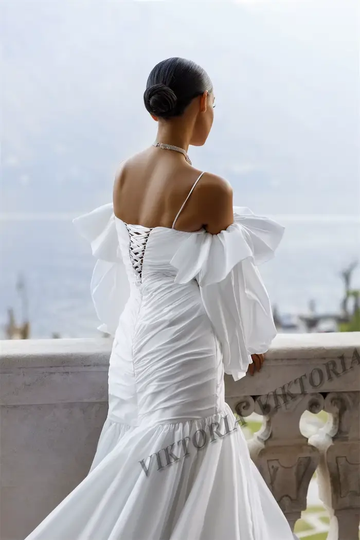 Robe de Mariée Sirène Élégante en Satin pour Femme