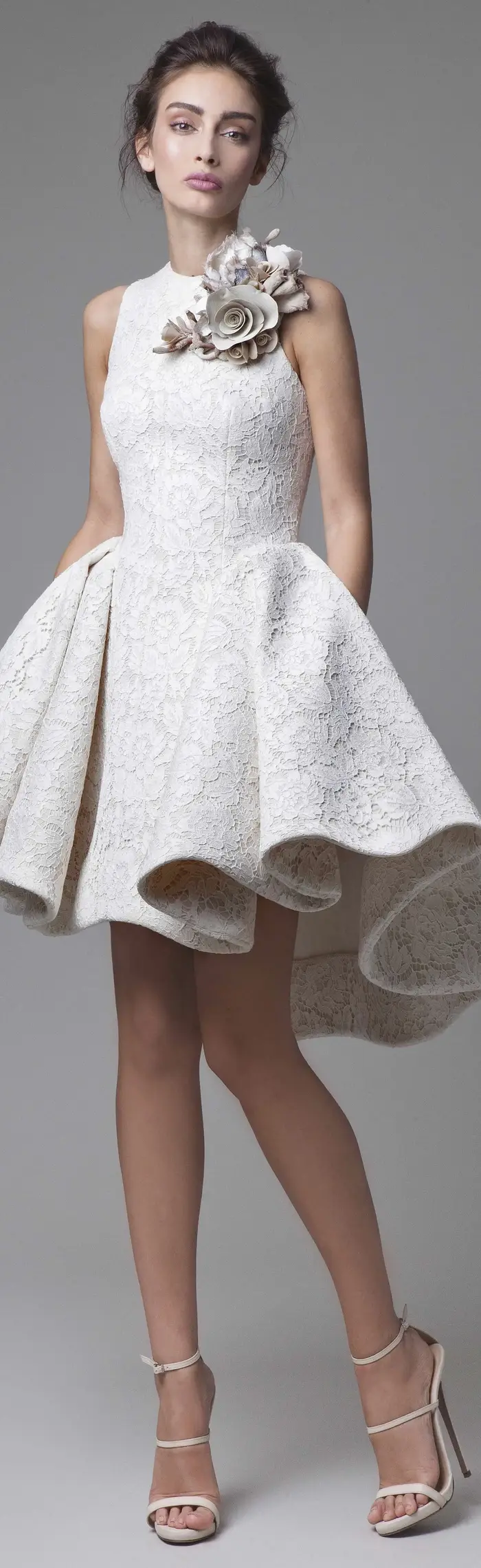 Robe Courte de Bal Coupe A-Line Longueur Genou avec Appliques Col Rond Sexy Élégante Ajustée pour Anniversaire Soirée Danse en Dentelle Plissée Sans Manches pour Femme
