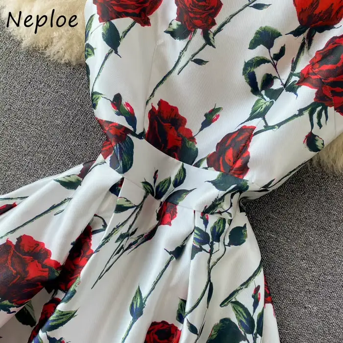 Neploe-Robe Rétro à Imprimé Floral pour Femme