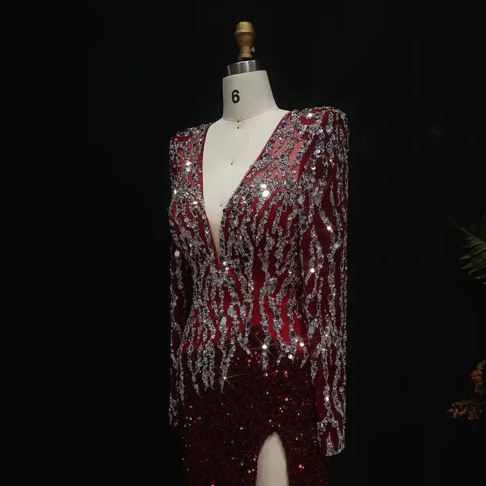 Sharon Said-Robe de Soirée Noire à Paillettes