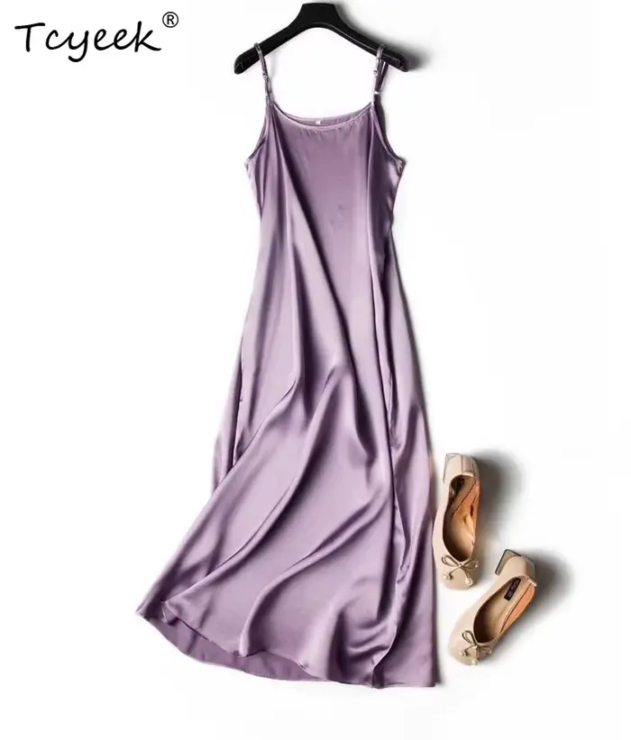 Tcyeek – robe sexy en soie de mûrier naturelle pour femmes