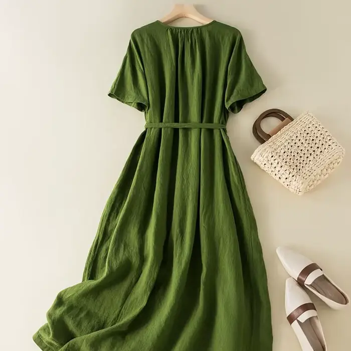 Robe décontractée en coton polyester pour femmes grandes tailles élégante et confortable printemps été nouveau modèle occassions variées