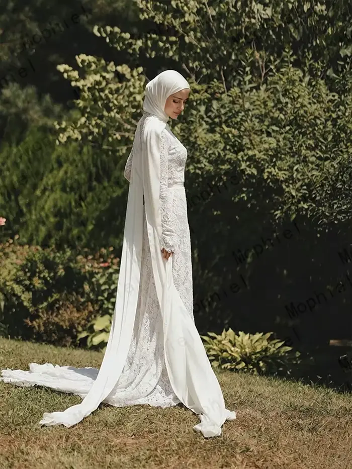 Robes de mariée Mophiel Hijab à manches longues