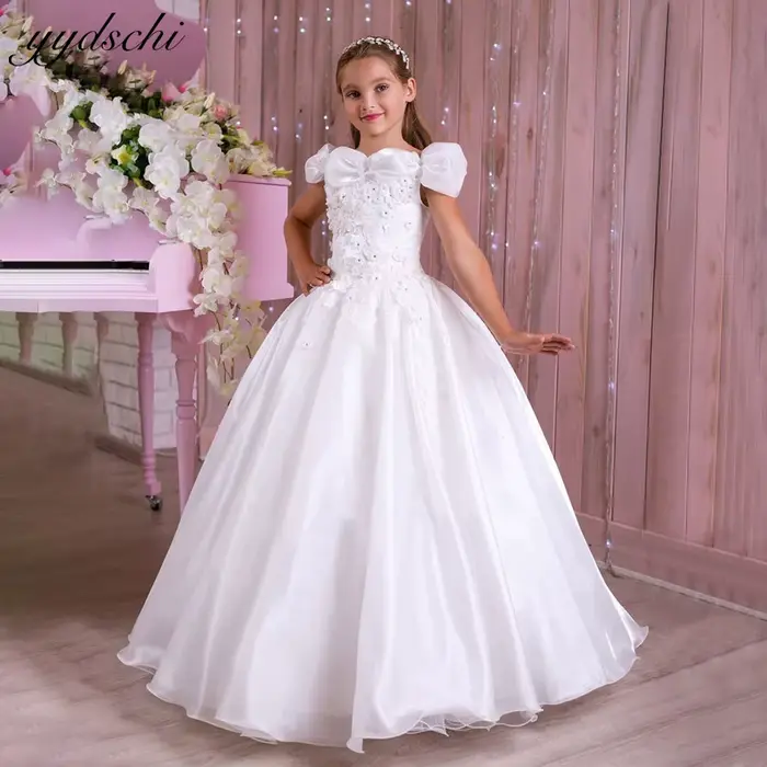 Robes de Demoiselle d'Honneur Blanches Élégantes et Personnalisées 2026, Robes de Princesse à Col Ba
