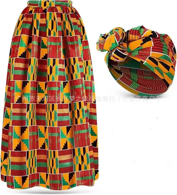 Robes africaines femmes jupe à franges Kente