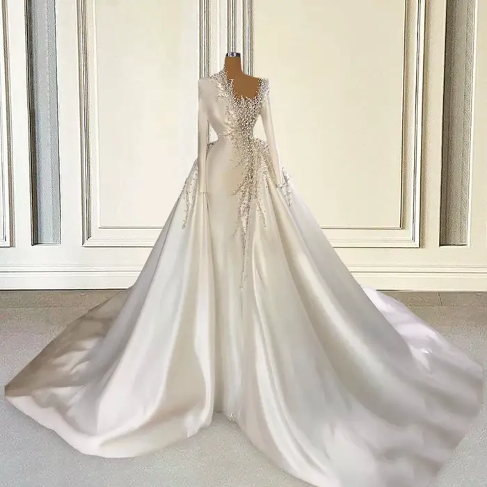 Robe de Mariée en Satin à Manches sulf