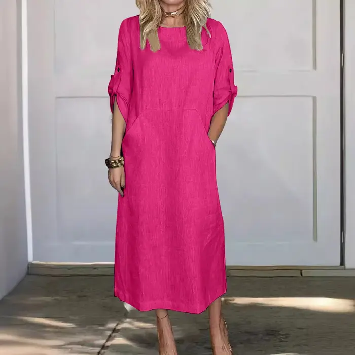Robe Longue en Coton et Lin pour Femme