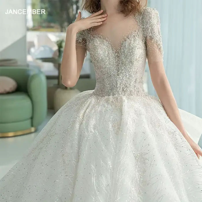 Robe de Mariée à Lacets, Grande Taille, Manches Courtes, Personnalisée, de Haute Qualité, Robes de Princesse, Bal, Nouvelle Collection